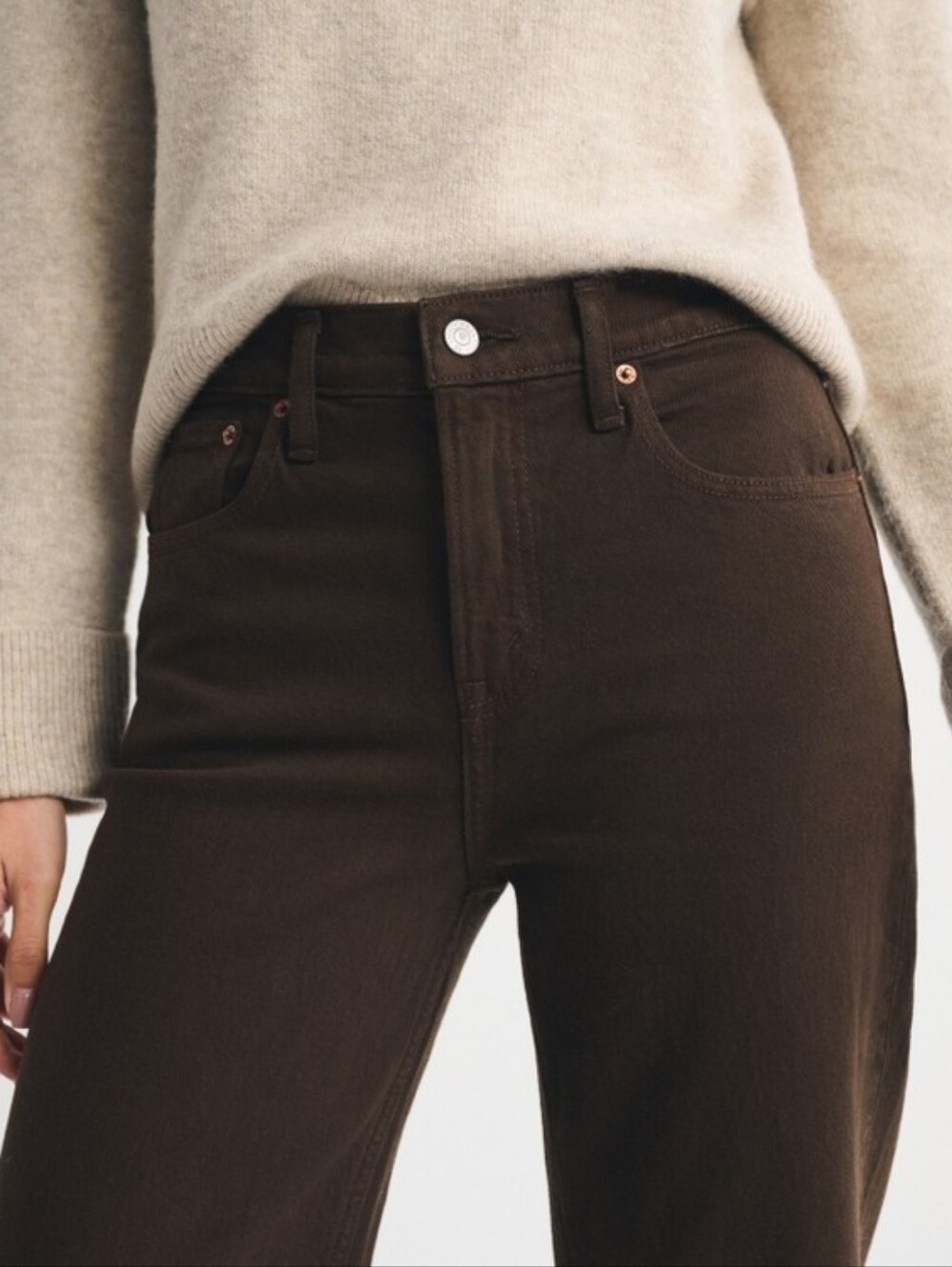 Abercrombie High Rise 90s Relaxed Jean 23 X-Short / 000 XS Brown - Picture 2 of 7